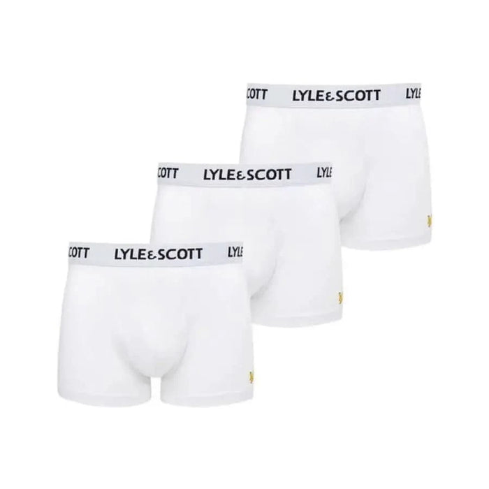 Lyle & Scott men’s underwear, 3 pack white trunks with black logo - seasons product