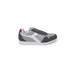 Athletic sneaker in gray, white, and dark gray with red accent by Diadora for men