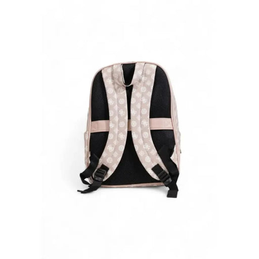 Light pink strap backpack with checkered pattern and black back panel by Guess