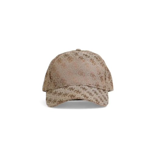 Beige Guess Women Cap featuring a subtle floral pattern for stylish casual wear