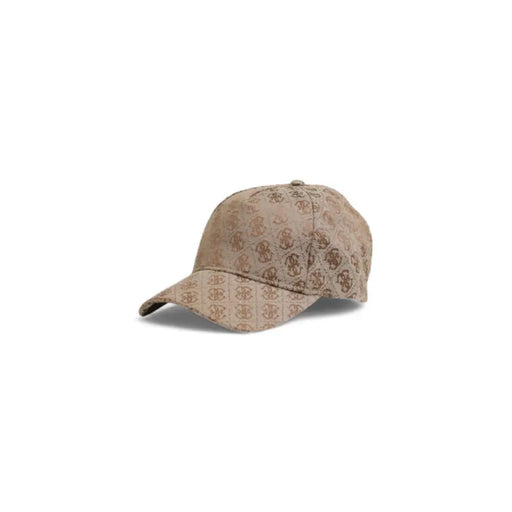 Beige Guess Women Cap featuring a stylish repeating pattern print