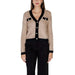 Beige cardigan sweater with black trim and buttons from Morgan De Toi Women Knitwear