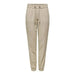 Beige drawstring jogger pants with elastic cuffs by Only Women Trousers