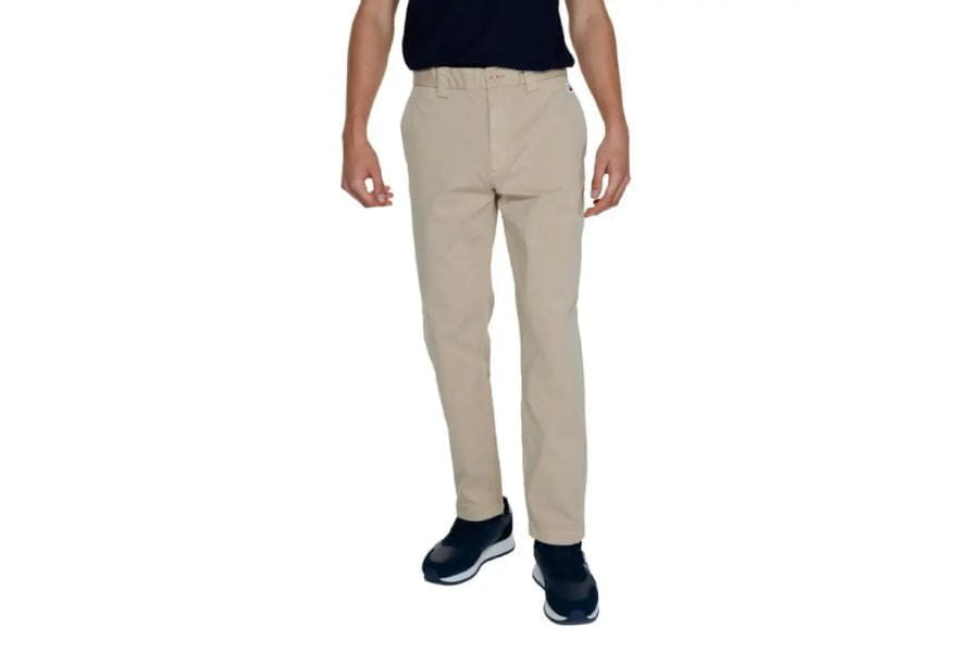 Beige chino pants for men in a smart casual summer outfit guide.