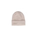 Beige knit winter beanie with embroidered text for Pieces Women Cap collection