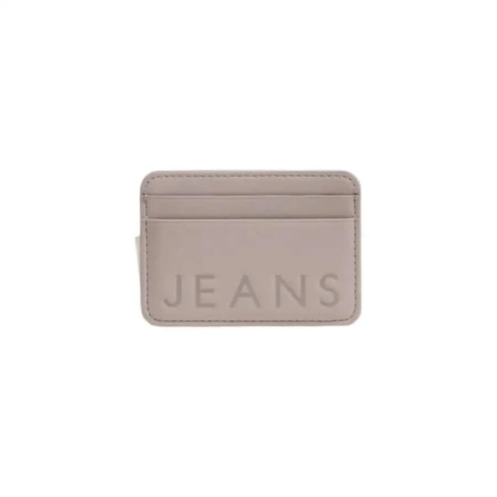 Beige leather card holder with embossed JEANS text from Tommy Hilfiger Jeans Women Wallet