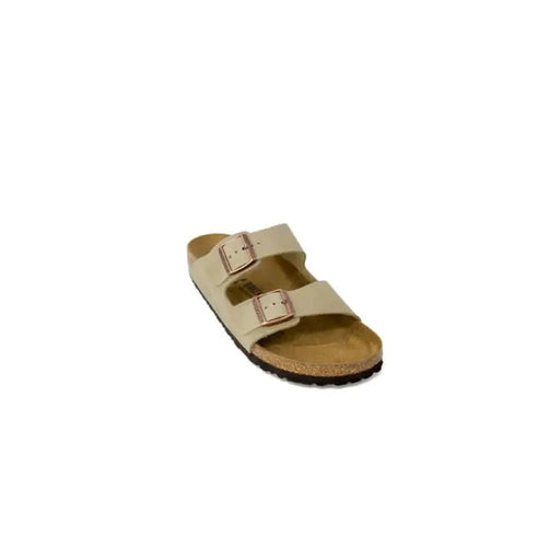 Beige leather sandal with adjustable buckle straps from Birkenstock Men Slippers