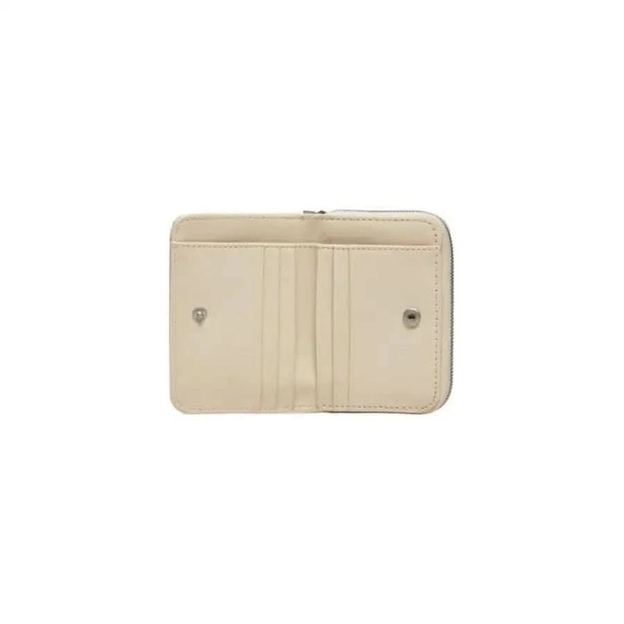 Beige leather wallet with card slots and zipper closure from Calvin Klein Jeans