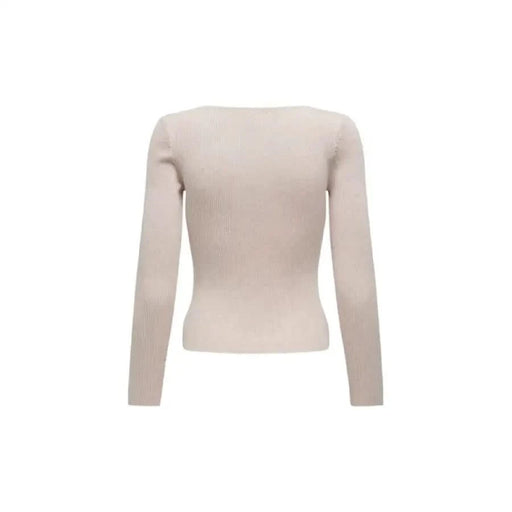 Beige long-sleeved fitted sweater from Only Women Knitwear for stylish comfort