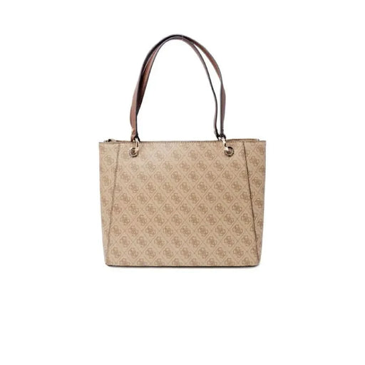 Beige patterned tote bag with leather handles from Guess Women Bag collection