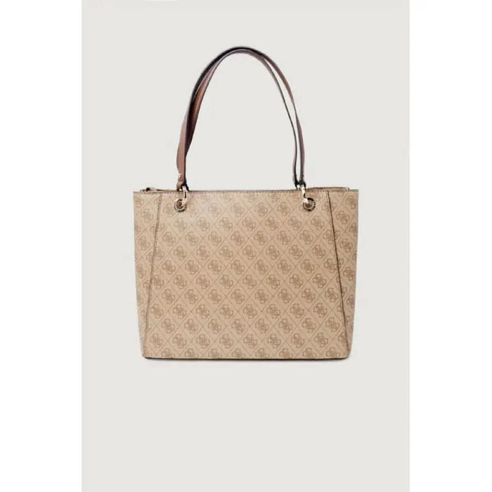 Beige patterned tote bag with leather handles from Guess Women Bag collection