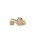 Guess Women Sandals: Beige platform sandal with chunky heel and gold-embellished strap