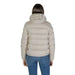 Beige puffy winter jacket with horizontal quilted sections by Napapijri for women