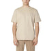 Beige short-sleeved Fila Men T-Shirt with a small logo on the chest