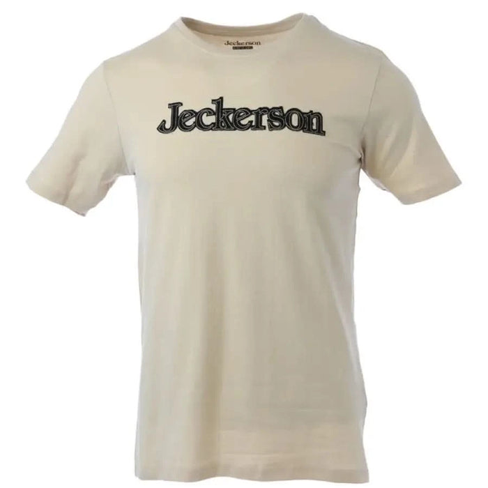 Beige T-shirt with Jeckerson printed in black text on chest from Jeckerson Men T-Shirt collection