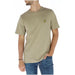 Beige Lyle & Scott men’s t-shirt featuring small eagle logo on chest