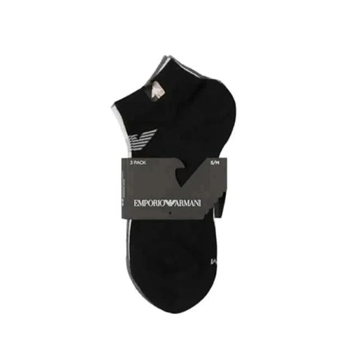 Emporio Armani black ankle sock with logo and branding from Emporio Armani Underwear Men Underwear