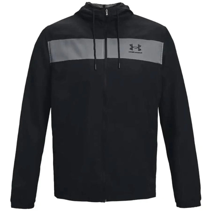 Black Under Armour zip-up hoodie with gray stripe featured in Under Armour Men Blazer