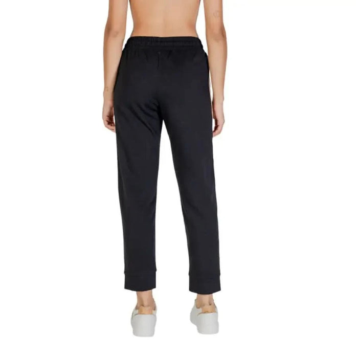 Black athletic sweatpants from behind, featured in Alviero Martini Prima Classe Women Trousers