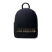 Black backpack featuring gold Love Moschino lettering on the front for women