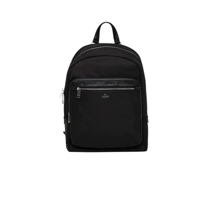 Black Liu Jo Men Bag backpack featuring multiple zippered compartments and a top handle