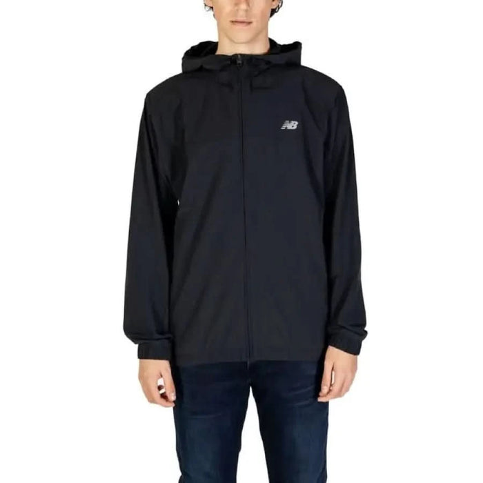 Black New Balance zip-up hooded jacket from the New Balance Men Jacket collection