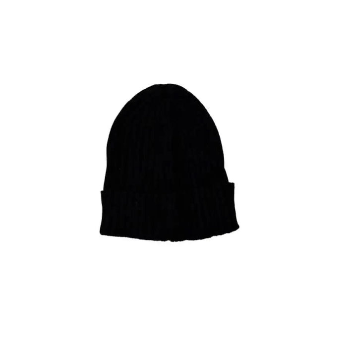 U.S. Polo Assn. black beanie hat for men, fall winter product on white background.