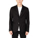 Black blazer with satin lapels over a white t-shirt from Armani Exchange Men Blazer