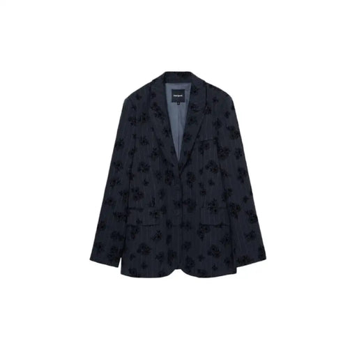 Black blazer with subtle floral pattern from Desigual Women Blazer collection