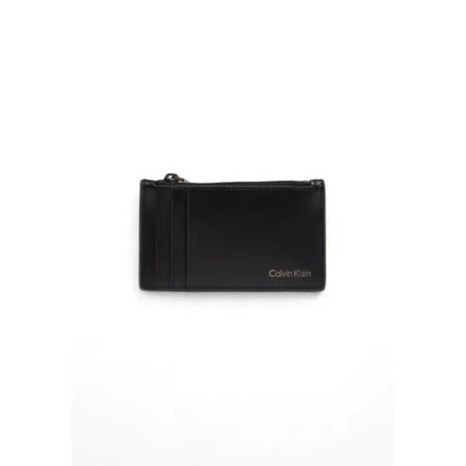 Elegant black Calvin Klein card holder with zipper from the Calvin Klein Men Wallet collection