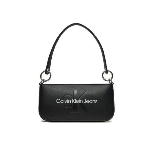 Black Calvin Klein Jeans handbag with a short strap for women