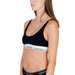 Black Calvin Klein sports bra with gray elastic band for women’s underwear collection