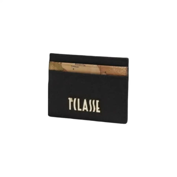 Black card holder featuring PCLASSE text in white from Alviero Martini Prima Classe wallet