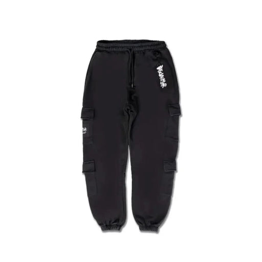 Black cargo sweatpants with drawstring waist and side pockets - Disclaimer Men Trousers