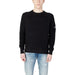 Black crew neck sweater with logo on sleeve from Calvin Klein Jeans Men Knitwear