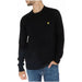 Black crew neck sweater featuring yellow Lyle & Scott eagle logo for men