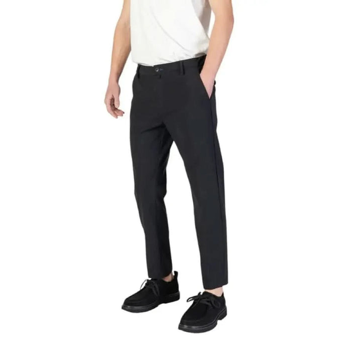 Black cropped dress pants with side pockets from Borghese Men Trousers collection