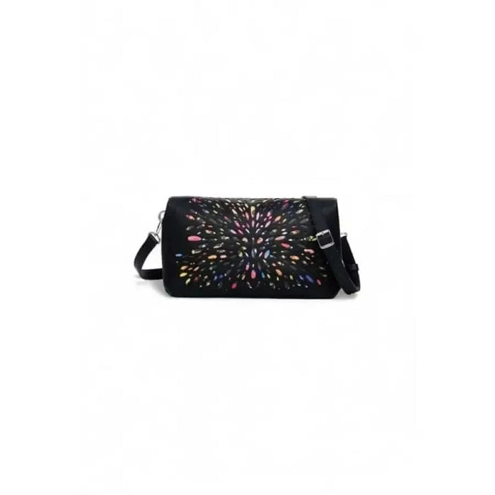 Black crossbody bag with vibrant firework embroidery by Desigual for women