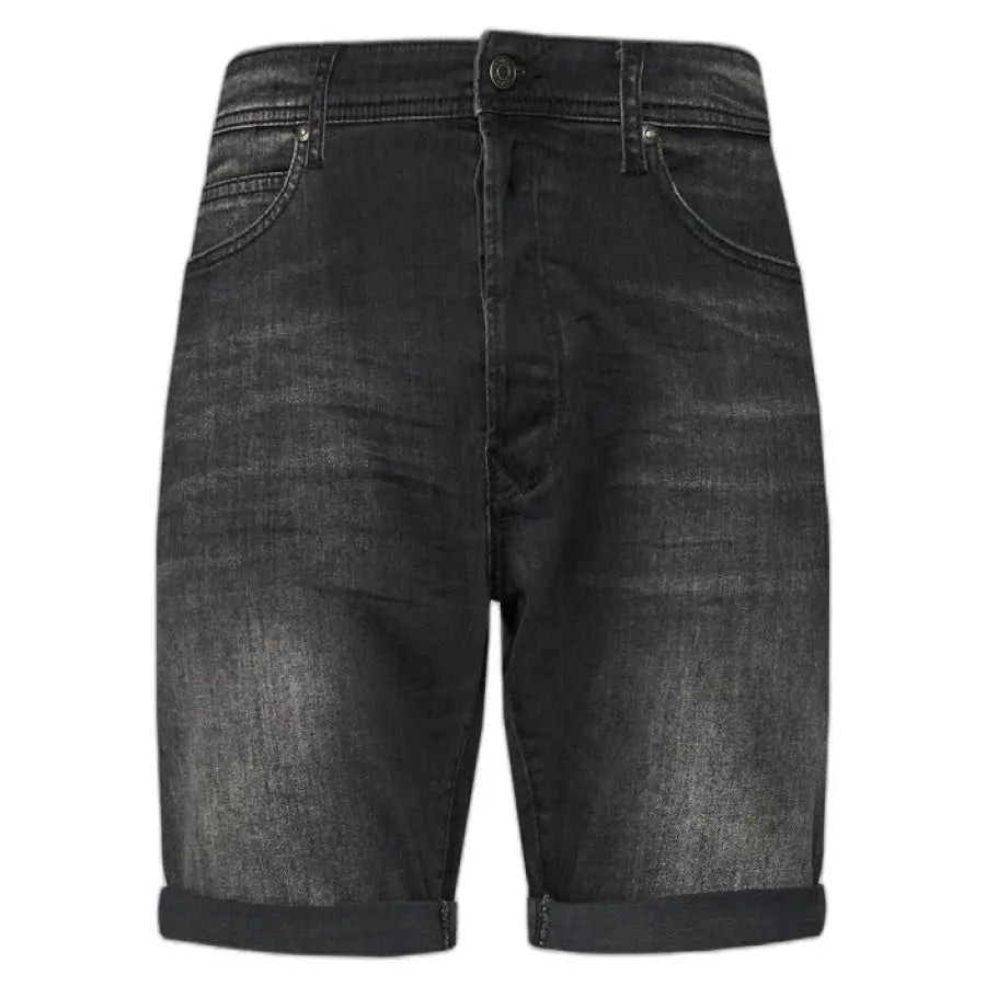 Replay Men Black Denim Shorts with Black Waistband - Stylish and Comfortable Men’s Wear