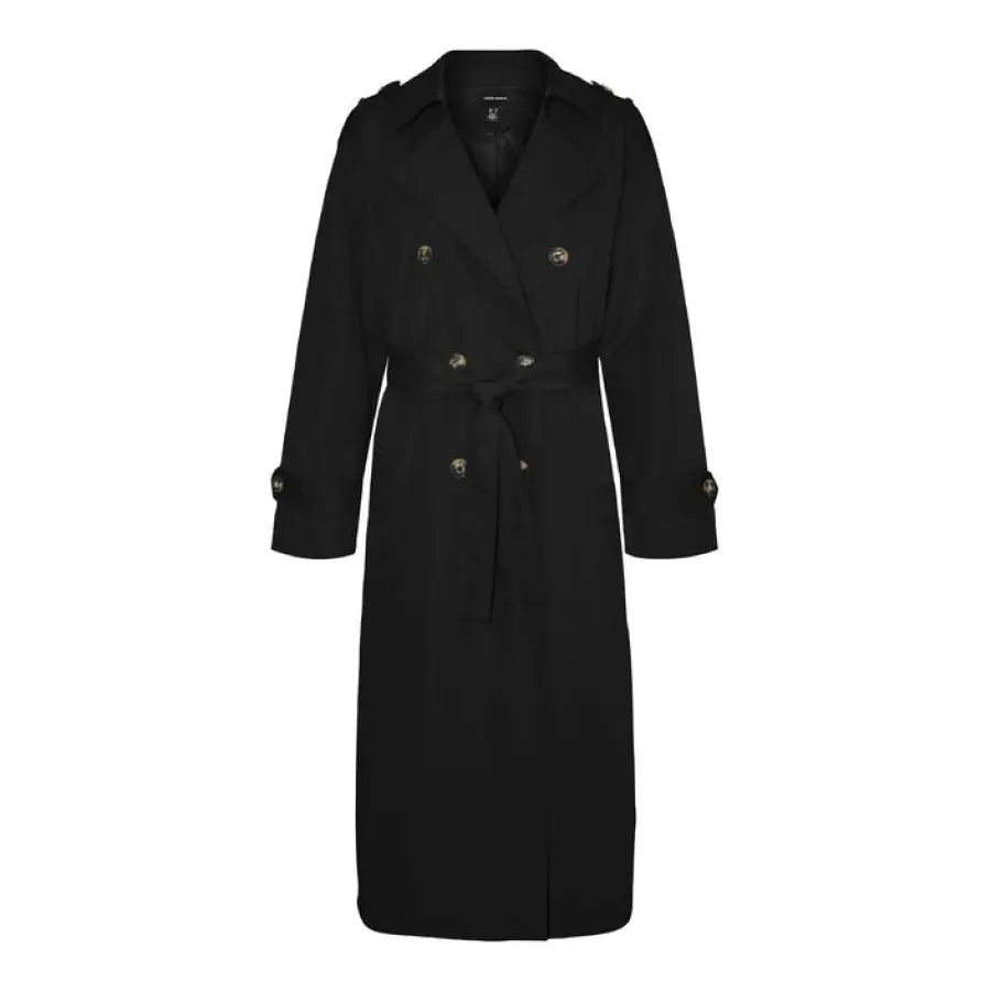 Black double-breasted trench coat with belt and buttons, Vero Moda - Vero Moda Women Jacket