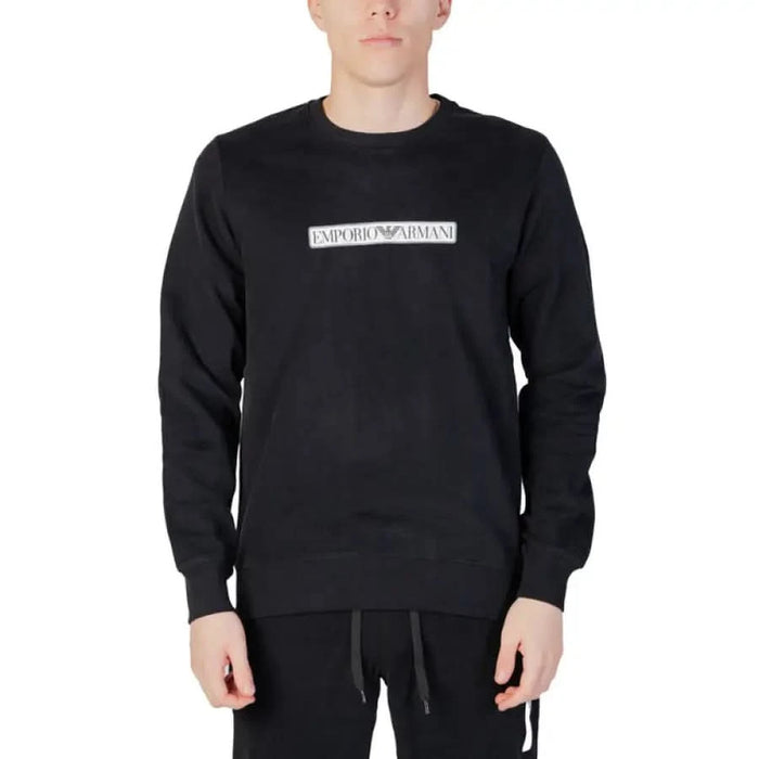 Black Emporio Armani sweatshirt with white logo on chest from Emporio Armani Men Sweatshirts