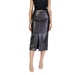 Black faux leather midi skirt with front slit from Ichi Women Skirt collection