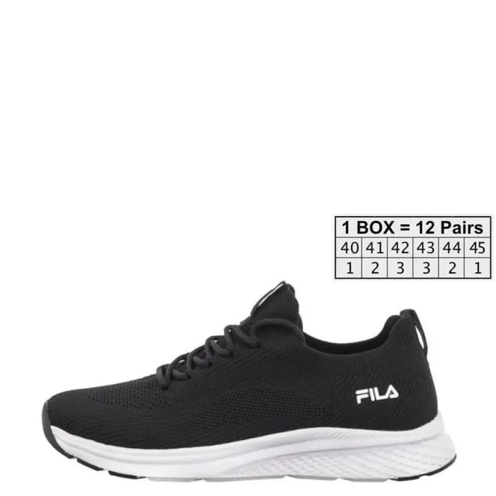 Black Fila athletic sneaker with white sole and laces for men’s footwear collection