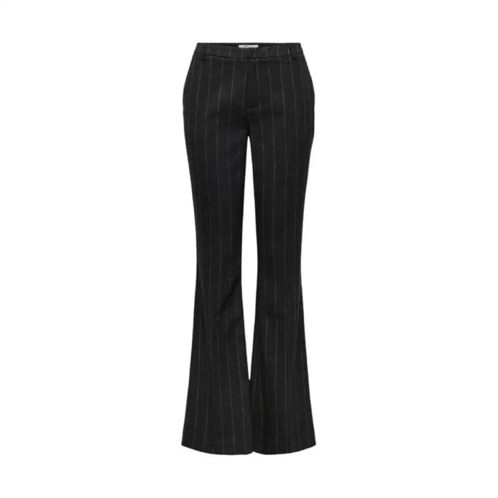 Black flared trousers with windowpane check pattern by Only Women Trousers