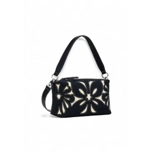 Black handbag with floral cutout design and silver accents from Desigual Women Bag