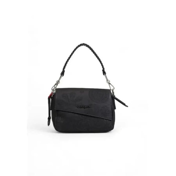 Black handbag with single strap and zipper closure from Desigual Women Bag collection