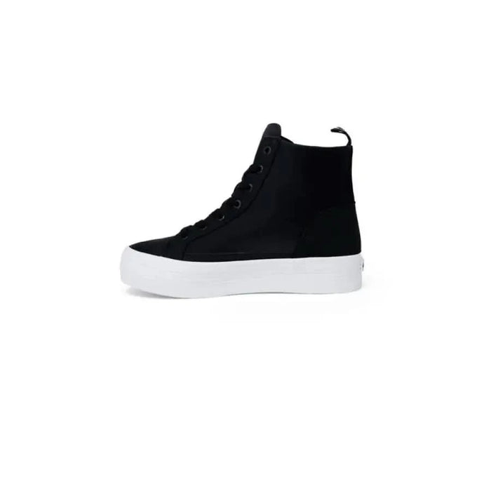 Calvin Klein Jeans Women Sneakers: Black high-top with white platform sole