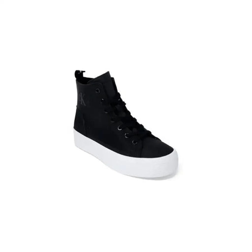 Black high-top sneaker with white platform sole from Calvin Klein Jeans Women Sneakers