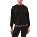 Black hooded sweatshirt featuring AIX branding on the waistband from Armani Exchange