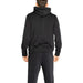 Black hooded sweatshirt from the back, featuring Calvin Klein Sport branding